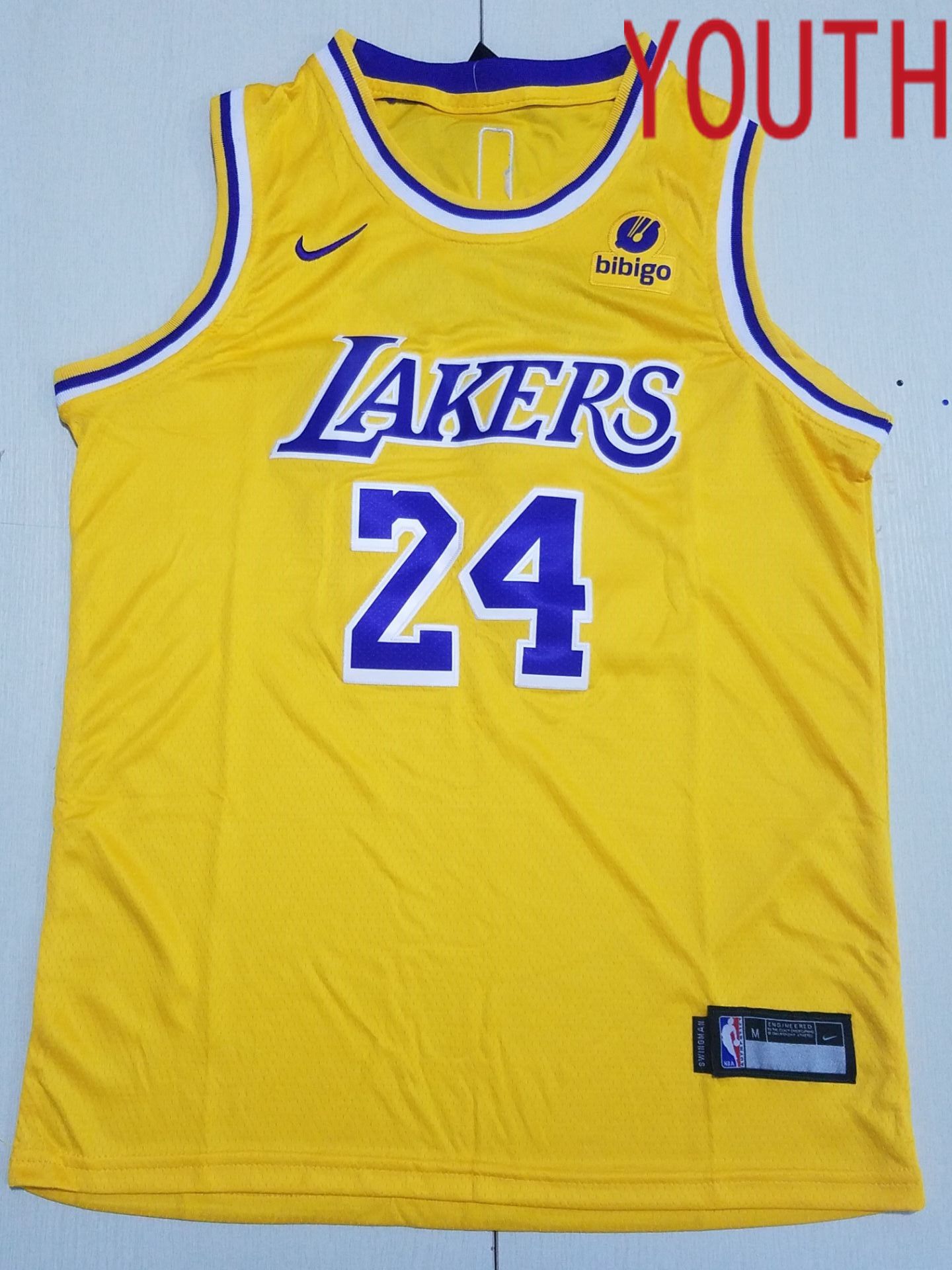 Youth Los Angeles Lakers #24 Bryant Yellow Nike 2022 NBA Jersey->youth nba jersey->Youth Jersey